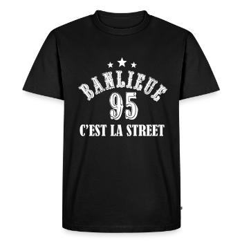 banlieue 95 c'est la street - T-shirt Premium bio Homme - noir - Devant - Nico (187cm)