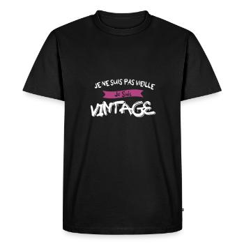 j'suis pas vieux vintage - T-shirt Premium bio Homme - noir - Devant - Nico (187cm)