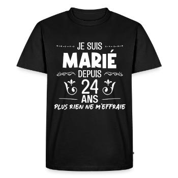 Marié depuis 24 ans - T-shirt Premium bio Homme - noir - Devant - Nico (187cm)