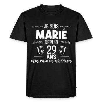 Nous sommes mariés depuis 29 ans, - T-shirt Premium bio Homme - noir - Devant - Nico (187cm)