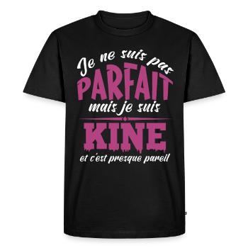 Je Ne Suis Pas Parfait Mais Je Suis KINE - T-shirt Premium bio Homme - noir - Devant - Nico (187cm)