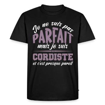 Pas parfaite mais cordiste - T-shirt Premium bio Homme - noir - Devant - Nico (187cm)