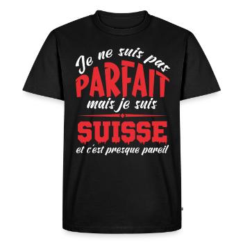 Je Ne Suis Pas Parfait Mais Je Suis Suisse - T-shirt Premium bio Homme - noir - Devant - Nico (187cm)