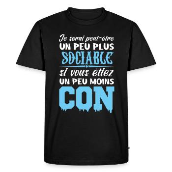 Je Serais Peut Être Un Peu Plus Sociable - T-shirt Premium bio Homme - noir - Devant - Nico (187cm)