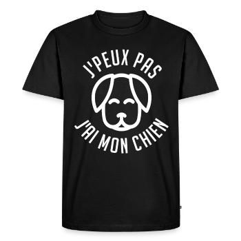 j'Peux pas j'ai mon chien - T-shirt Premium bio Homme - noir - Devant - Nico (187cm)
