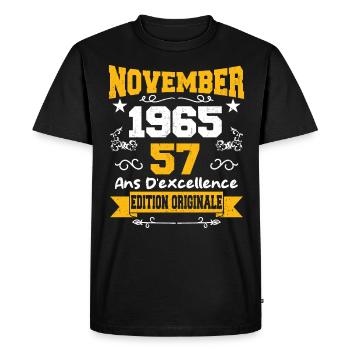 Novembre 1965 57 Ans Anniversaire Idée Cadeau - T-shirt Premium bio Homme - noir - Devant - Nico (187cm)