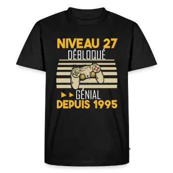 niveau 27 débloqué génial depuis 1995 - T-shirt Premium bio Homme - noir - Devant - Nico (187cm)