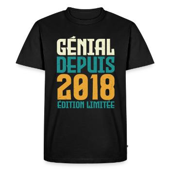 Génial depuis 2018 - T-shirt Premium bio Homme - noir - Devant - Nico (187cm)