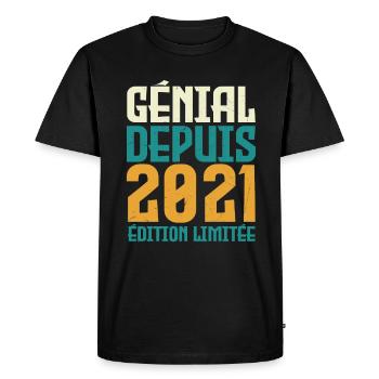 Génial depuis 2021 - T-shirt Premium bio Homme - noir - Devant - Nico (187cm)