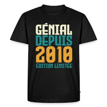 Génial depuis 2010 - T-shirt Premium bio Homme - noir - Devant - Nico (187cm)