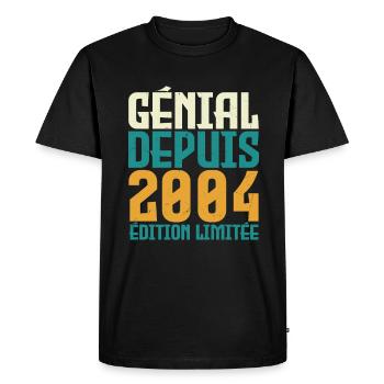 Génial depuis 2004 - T-shirt Premium bio Homme - noir - Devant - Nico (187cm)