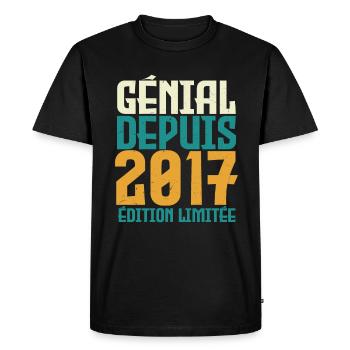 Génial depuis 2017 - T-shirt Premium bio Homme - noir - Devant - Nico (187cm)