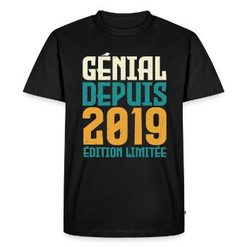 Génial depuis 2019 - T-shirt Premium bio Homme - noir - Devant - Nico (187cm)