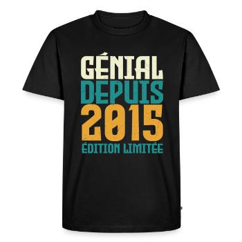 Génial depuis 2015 - T-shirt Premium bio Homme - noir - Devant - Nico (187cm)