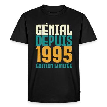 Génial depuis 1995 - T-shirt Premium bio Homme - noir - Devant - Nico (187cm)