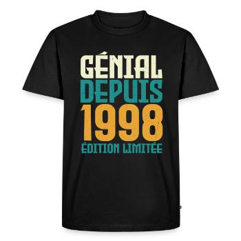 Génial depuis 1998 - T-shirt Premium bio Homme - noir - Devant - Nico (187cm)