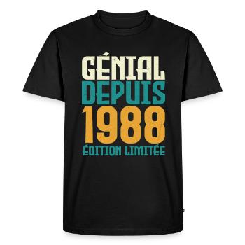 Génial depuis 1988 - T-shirt Premium bio Homme - noir - Devant - Nico (187cm)