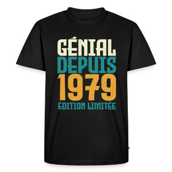 Génial depuis 1979 - T-shirt Premium bio Homme - noir - Devant - Nico (187cm)