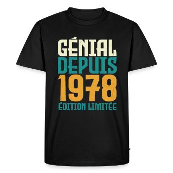 Génial depuis 1978 - T-shirt Premium bio Homme - noir - Devant - Nico (187cm)