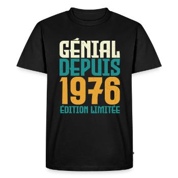 Génial depuis 1976 - T-shirt Premium bio Homme - noir - Devant - Nico (187cm)