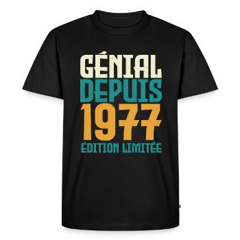 Génial depuis 1977 - T-shirt Premium bio Homme - noir - Devant - Nico (187cm)