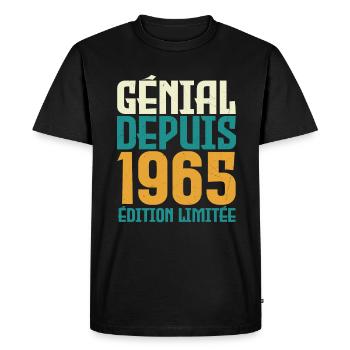 Génial depuis 1965 - T-shirt Premium bio Homme - noir - Devant - Nico (187cm)