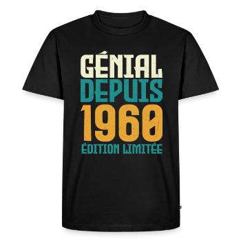 génial depuis 1960 - né en 1960 - anniversaire - T-shirt Premium bio Homme - noir - Devant - Nico (187cm)