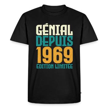 Génial depuis 1969 - T-shirt Premium bio Homme - noir - Devant - Nico (187cm)