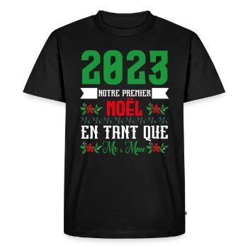 Notre premier Noël en tant que M. et Mme 2023 - T-shirt Premium bio Homme - noir - Devant - Nico (187cm)