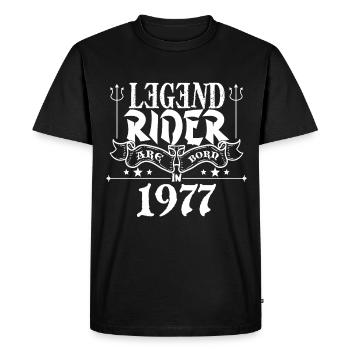 Legend rider Are born in 1977 - Men's Premium Organic T-Shirt - black - Front - Nico (187cm)