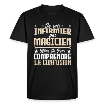 je suis Infirmier pas magicien. - T-shirt Premium bio Homme - noir - Devant - Nico (187cm)