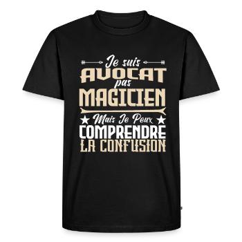 Je suis Avocat pas Magicien - T-shirt Premium bio Homme - noir - Devant - Nico (187cm)