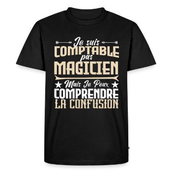 Je suis comptable pas magicienne. - T-shirt Premium bio Homme - noir - Devant - Nico (187cm)