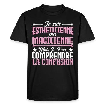 Je suis Esthéticienne, pas Magicienne - T-shirt Premium bio Homme - noir - Devant - Nico (187cm)