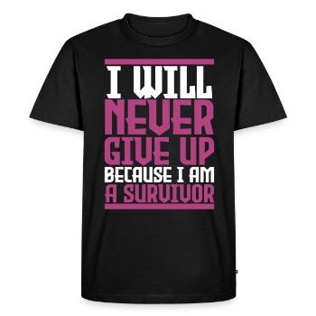Le cancer du sein vaincu " i am a survivor " . - T-shirt Premium bio Homme - noir - Devant - Nico (187cm)