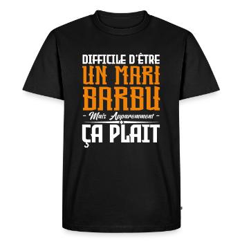 mari barbu, citations barbe, cadeau mari - T-shirt Premium bio Homme - noir - Devant - Nico (187cm)