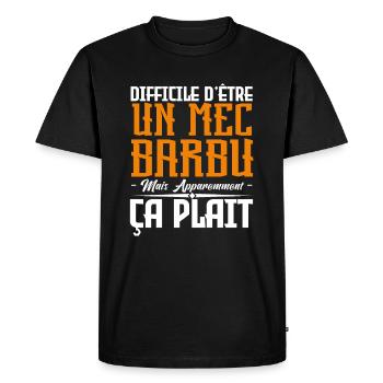 mec barbu, citations barbe, cadeau mec - T-shirt Premium bio Homme - noir - Devant - Nico (187cm)