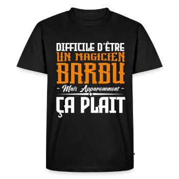 magicien barbu, citations barbe, cadeau magicien - T-shirt Premium bio Homme - noir - Devant - Nico (187cm)