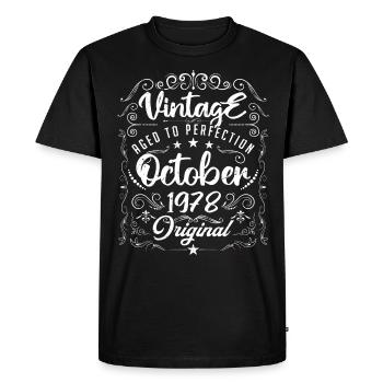 Vintage BORN IN OCTOBER 1978- anniversary gift. - T-shirt Premium bio Homme - noir - Devant - Nico (187cm)