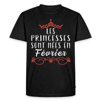 les princesses sont nées en février. Cadeau annive - T-shirt Premium bio Homme - noir - Devant - Nico (187cm)