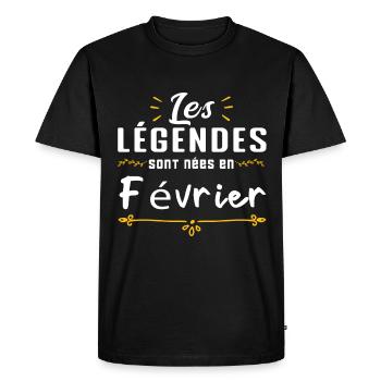 Les légendes sont nés en Février - T-shirt Premium bio Homme - noir - Devant - Nico (187cm)