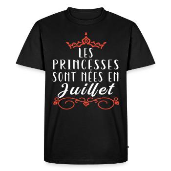 les princesses sont nées en Juillet. Cadeau annive - T-shirt Premium bio Homme - noir - Devant - Nico (187cm)