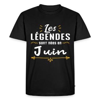 Les légendes sont nées en Juin. cadeau annive - T-shirt Premium bio Homme - noir - Devant - Nico (187cm)
