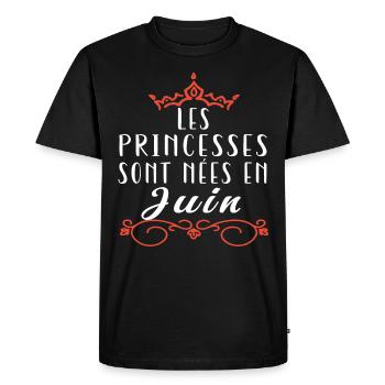 les princesses sont nées en Juin. Cadeau annive - T-shirt Premium bio Homme - noir - Devant - Nico (187cm)