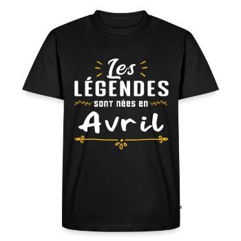 Les légendes sont nées en Avril. cadeau annive - T-shirt Premium bio Homme - noir - Devant - Nico (187cm)