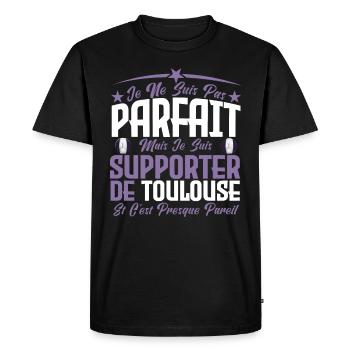 je ne suis pas parfait, supporteur de Toulouse. - T-shirt Premium bio Homme - noir - Devant - Nico (187cm)