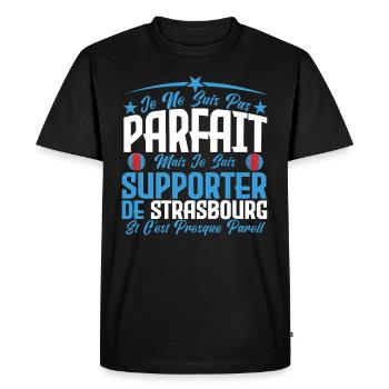 je ne suis pas parfait, supporteur de Strasbourg. - T-shirt Premium bio Homme - noir - Devant - Nico (187cm)