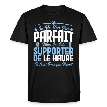 je ne suis pas parfait, supporteur de Le Havre. - T-shirt Premium bio Homme - noir - Devant - Nico (187cm)