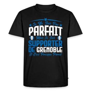 je ne suis pas parfait, supporteur de Grenoble. - T-shirt Premium bio Homme - noir - Devant - Nico (187cm)