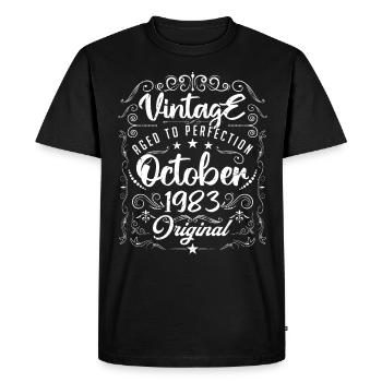 Vintage BORN IN OCTOBER 1983. - Men's Premium Organic T-Shirt - black - Front - Nico (187cm)